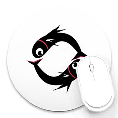 Black Fishes Round Mousepads