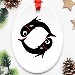 Black Fishes Ornament (oval) 