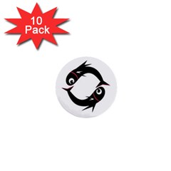 Black Fishes 1  Mini Buttons (10 Pack) 