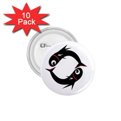 Black Fishes 1 75  Buttons (10 Pack)