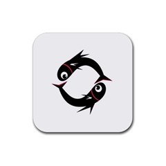 Black Fishes Rubber Coaster (square) 