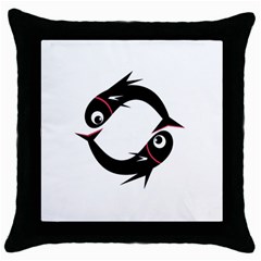 Black Fishes Throw Pillow Case (black)