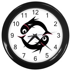 Black Fishes Wall Clocks (black)