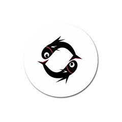 Black Fishes Magnet 3  (round)