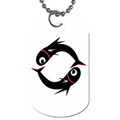 Black Fishes Dog Tag (one Side) by Valentinaart