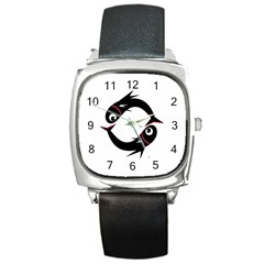 Black Fishes Square Metal Watch by Valentinaart