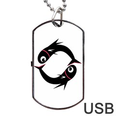 Black Fishes Dog Tag Usb Flash (one Side) by Valentinaart