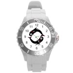 Black fishes Round Plastic Sport Watch (L) Front