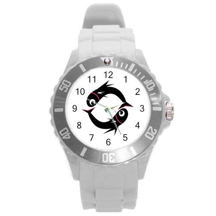 Black fishes Round Plastic Sport Watch (L)