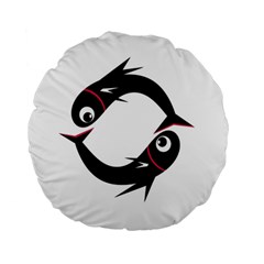 Black Fishes Standard 15  Premium Round Cushions