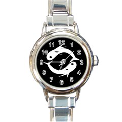 White Fishes Round Italian Charm Watch