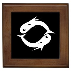 White Fishes Framed Tiles