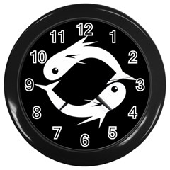 White Fishes Wall Clocks (black)