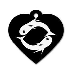 White Fishes Dog Tag Heart (one Side)