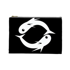 White Fishes Cosmetic Bag (large) 