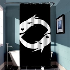 White Fishes Shower Curtain 36  X 72  (stall) 