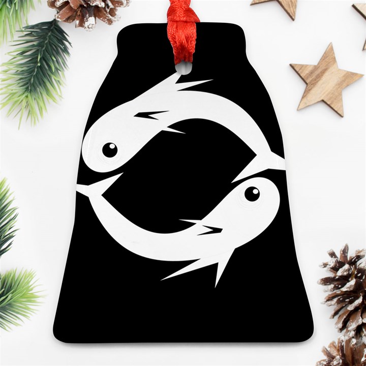 White fishes Bell Ornament (2 Sides)