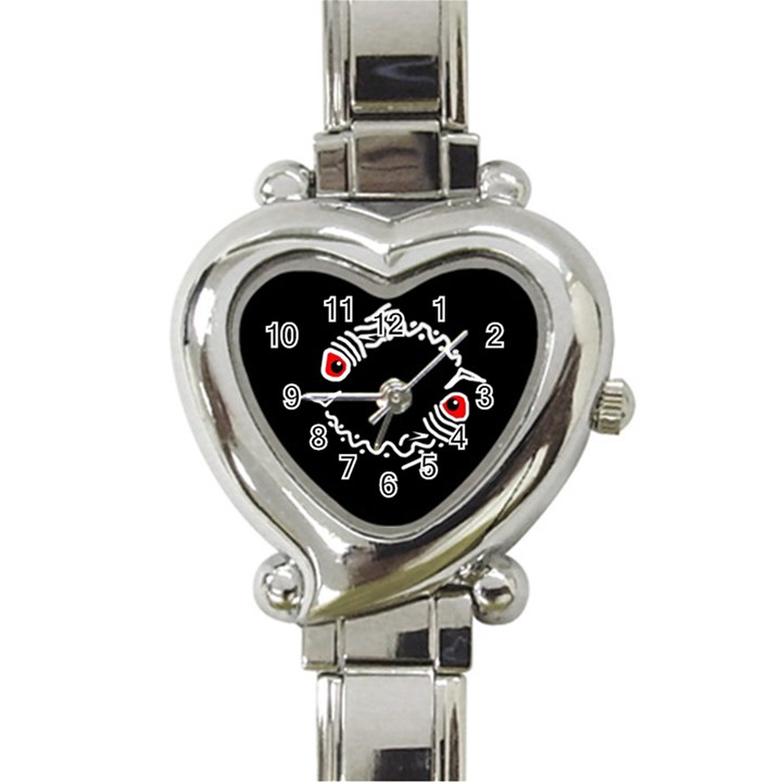 Abstract fishes Heart Italian Charm Watch