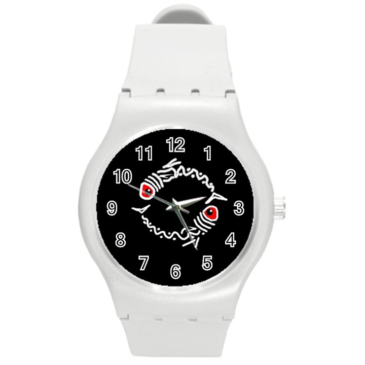 Abstract fishes Round Plastic Sport Watch (M)