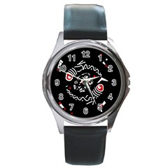 Abstract Fishes Round Metal Watch