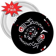 Abstract Fishes 3  Buttons (10 Pack) 