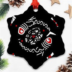 Abstract Fishes Snowflake Ornament (2-side)