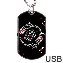 Abstract Fishes Dog Tag Usb Flash (one Side) by Valentinaart