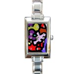 Colorful abstraction by Moma Rectangle Italian Charm Watch Front