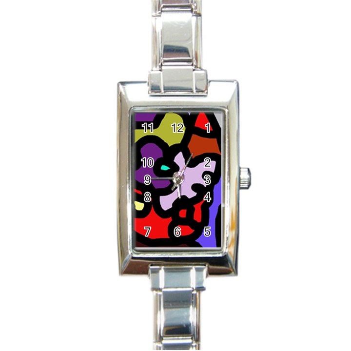 Colorful abstraction by Moma Rectangle Italian Charm Watch