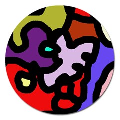 Colorful Abstraction By Moma Magnet 5  (round)