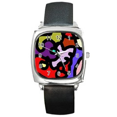 Colorful Abstraction By Moma Square Metal Watch