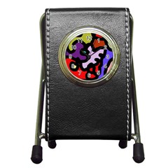 Colorful Abstraction By Moma Pen Holder Desk Clocks by Valentinaart