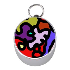 Colorful Abstraction By Moma Mini Silver Compasses by Valentinaart