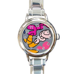 Colorful Abstract Design By Moma Round Italian Charm Watch by Valentinaart