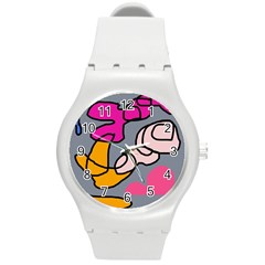 Colorful Abstract Design By Moma Round Plastic Sport Watch (m) by Valentinaart