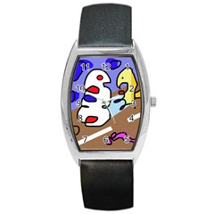 Abstract Comic Barrel Style Metal Watch