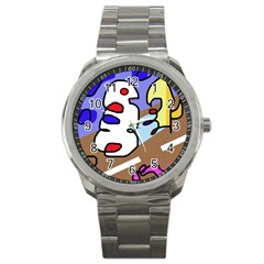 Abstract Comic Sport Metal Watch