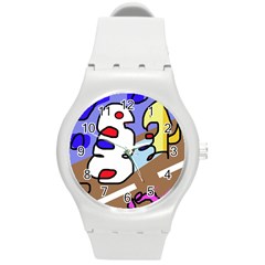 Abstract Comic Round Plastic Sport Watch (m)