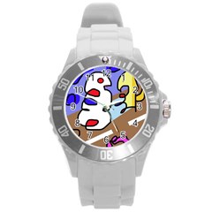 Abstract Comic Round Plastic Sport Watch (l)