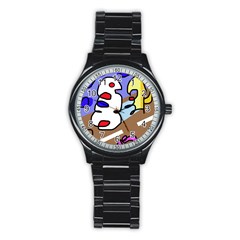 Abstract Comic Stainless Steel Round Watch by Valentinaart