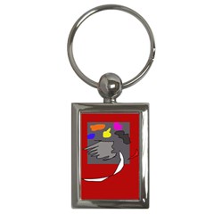 Red Abstraction By Moma Key Chains (rectangle)  by Valentinaart