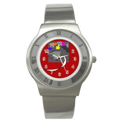 Red Abstraction By Moma Stainless Steel Watch