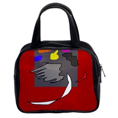 Red Abstraction By Moma Classic Handbags (2 Sides)