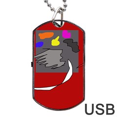 Red Abstraction By Moma Dog Tag Usb Flash (one Side) by Valentinaart