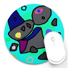 Blue Comic Abstract Round Mousepads