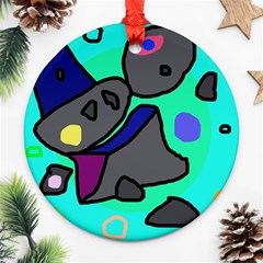 Blue Comic Abstract Ornament (round)  by Valentinaart