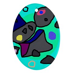 Blue Comic Abstract Ornament (oval) 