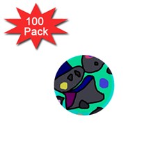 Blue Comic Abstract 1  Mini Buttons (100 Pack) 