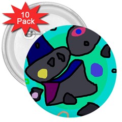 Blue Comic Abstract 3  Buttons (10 Pack) 