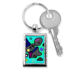 Blue Comic Abstract Key Chains (rectangle) 